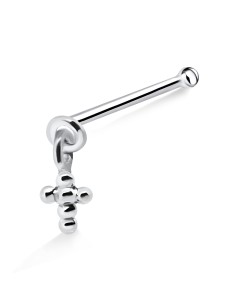 Ball Cross Shaped Silver Bone Nose Stud NSKD-550